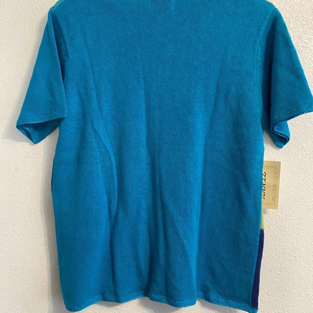 New Colorful M Flamingo Colorful Sweater Granny Bright Cottage Coquette b1-22 - Picture 7 of 10